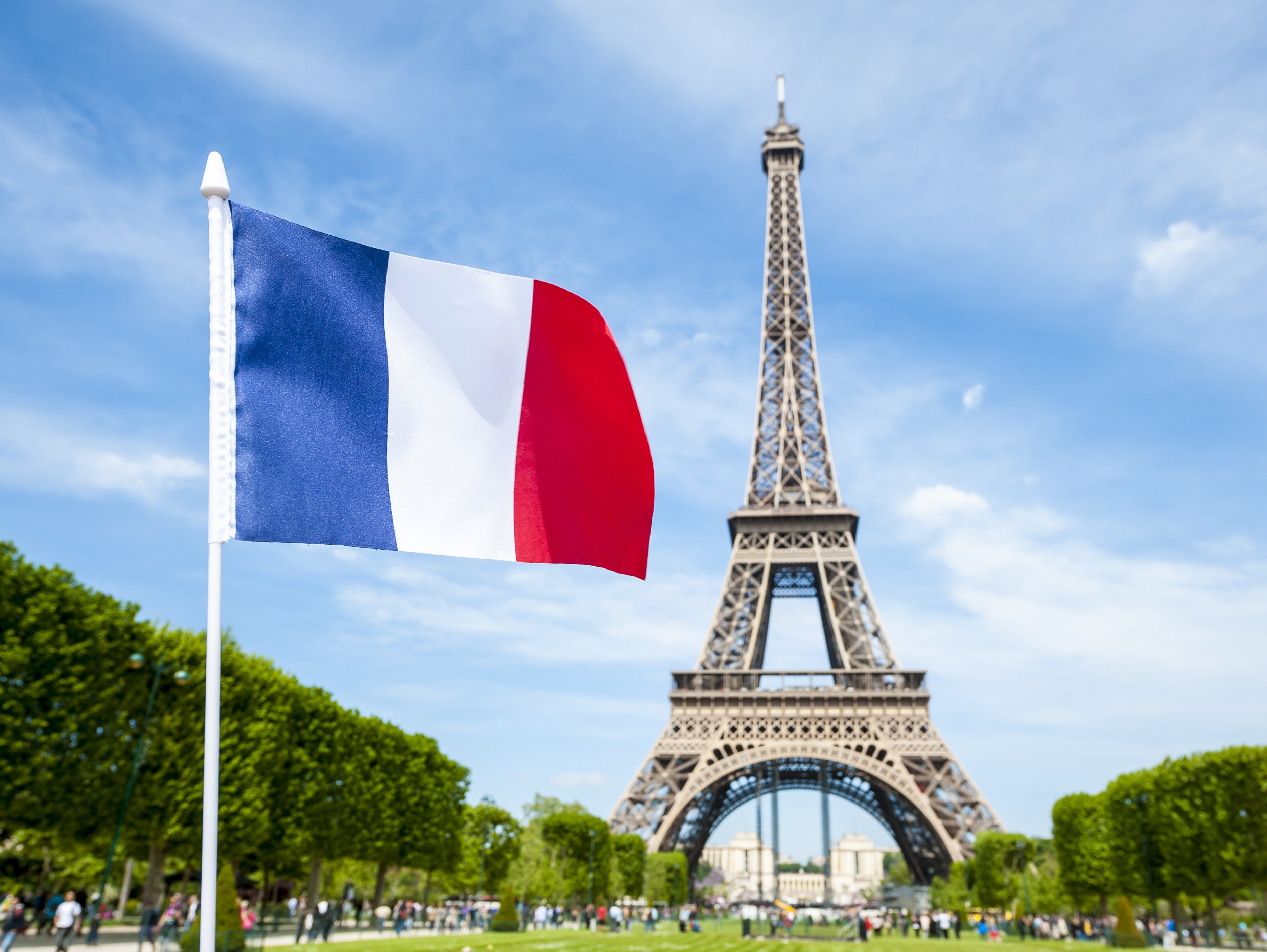 Eiffelturm vor Frankreich-Fahne